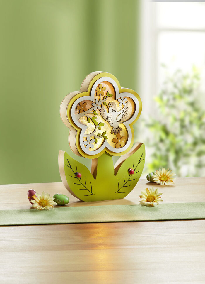 Beleuchtete Blume aus Holz 