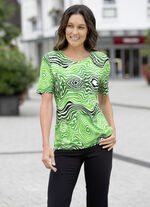 Shirt mit silberfarbener Folie im Vorderteil in 2 Farben GRÜN-WEISS