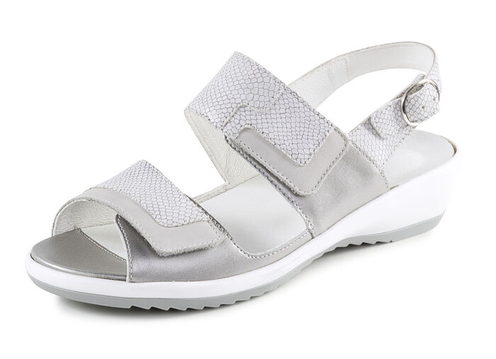 Waldläufer Sandale aus Nappa- und Nubukleder MATTSILBER-GRAU