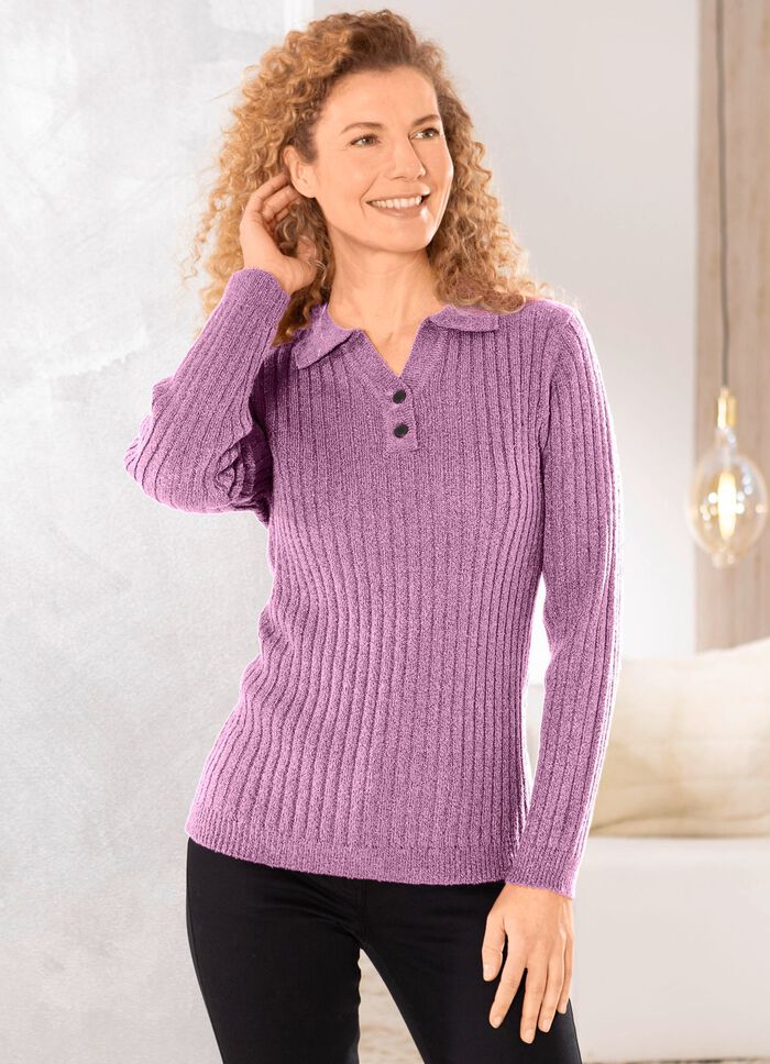 Pullover aus Boucl&eacute;garn FLIEDER MELIERT