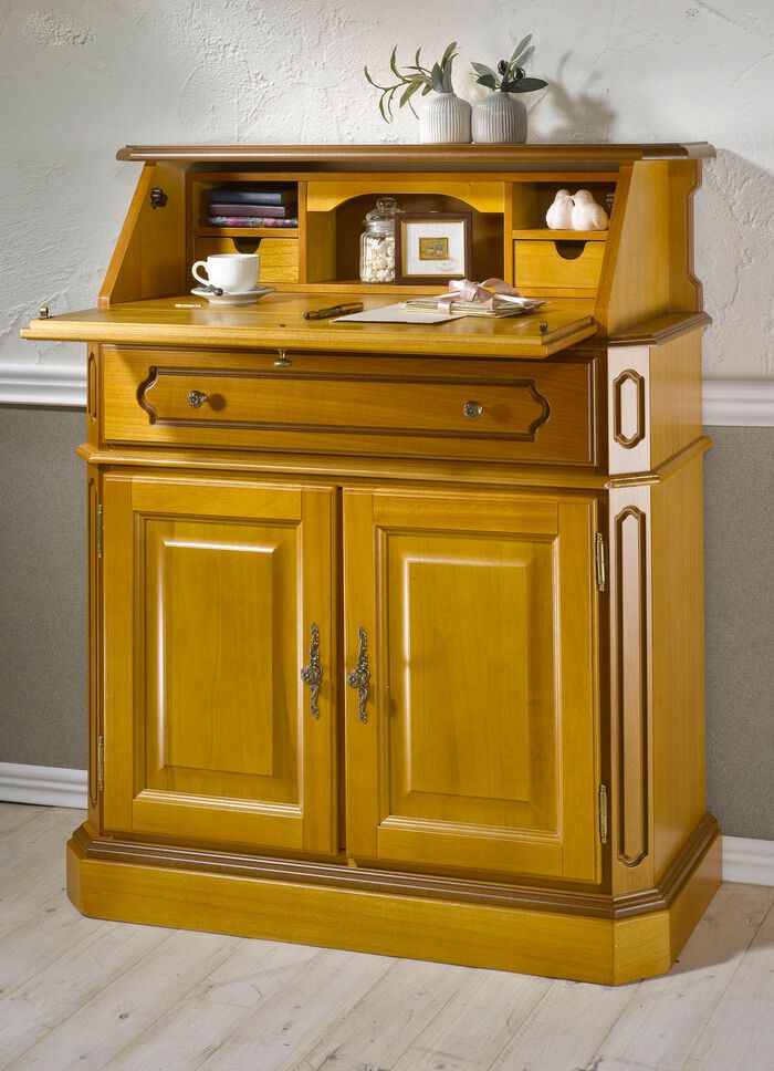 Teilmassiver Sekret&auml;r mit Metallgriffen 