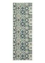 Strapazierf&auml;higer K&uuml;chenl&auml;ufer und -teppich im Fliesen-Design GRAU