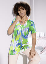 Charmantes Longshirt mit Allover-Dessin in 3 Farben KIWIGRÜN-BLAU