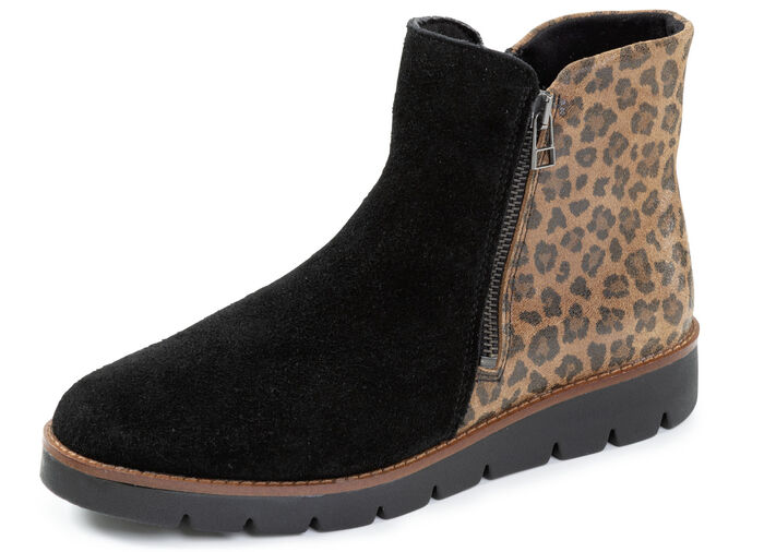 ELENA EDEN, trendige Damen-Stiefeletten, Weite G, mit herausnehmbarem Fußbett SCHWARZ-BRAUN