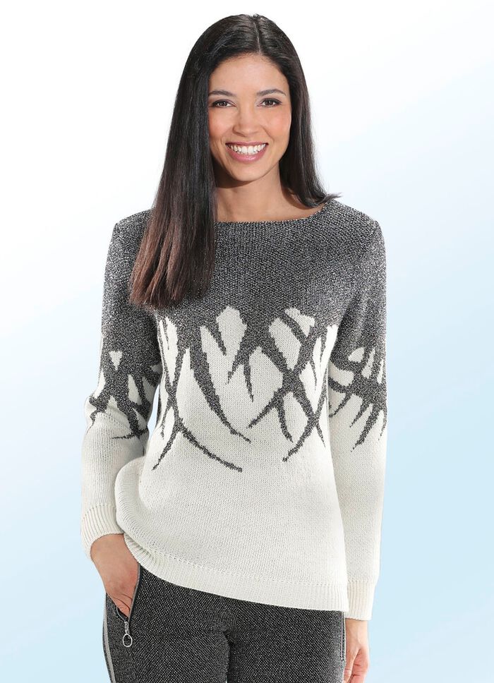 Pullover mit edlem Muster und Glitzer 