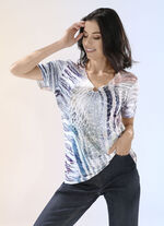 Shirt mit V-Ausschnitt mit Zierring 