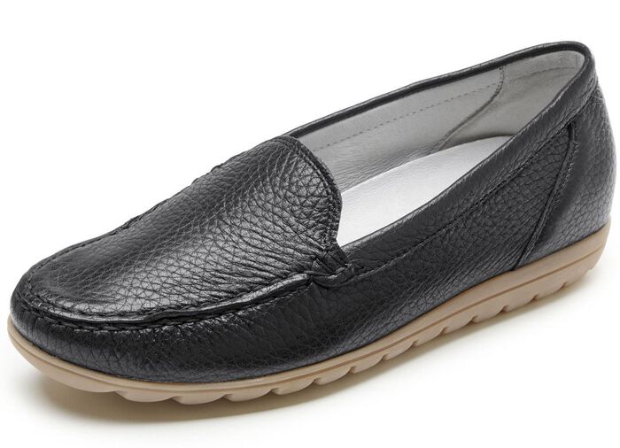 Waldl&auml;ufer Slipper aus edlem, genarbtem Hirsch-Nappaleder SCHWARZ