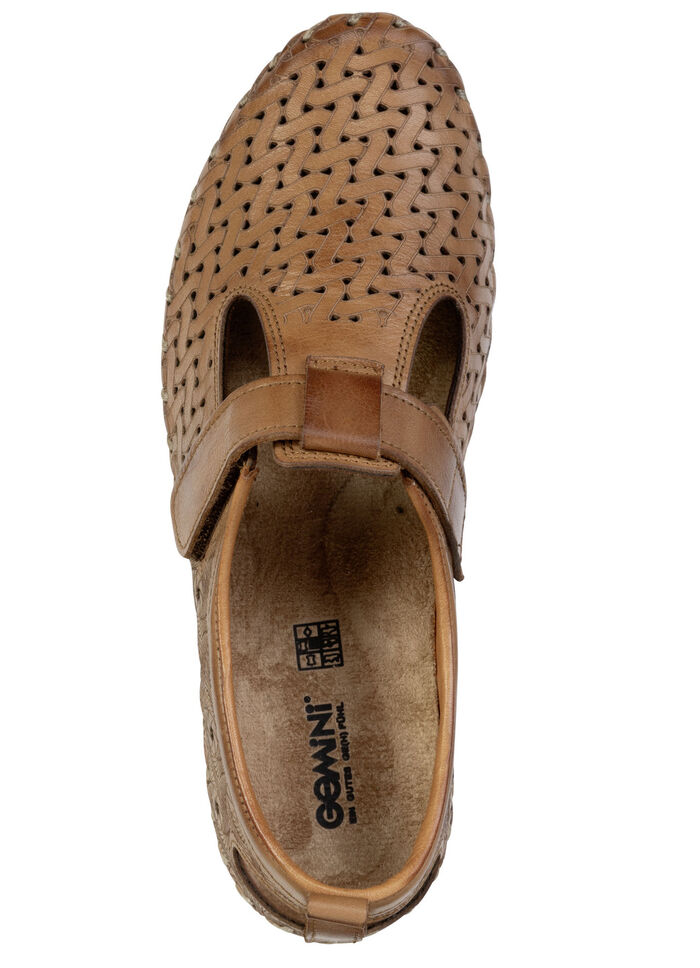 Gemini, sommerliche Damen-Slipper, Weite G, mit herausnehmbarem Fu&szlig;bett COGNAC