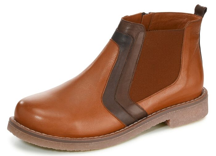 Gemini Stiefelette mit dekorativem Einsatz COGNAC-BRAUN