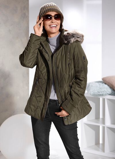 Jacke mit abnehmbarer Kunstpelz-Besatz 