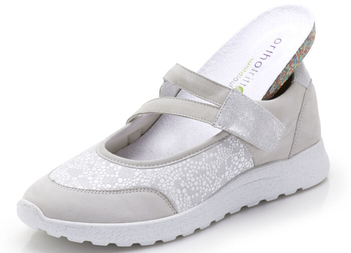 Waldläufer Slipper mit Elastikeinsatz im Ballenbereich HELLGRAU