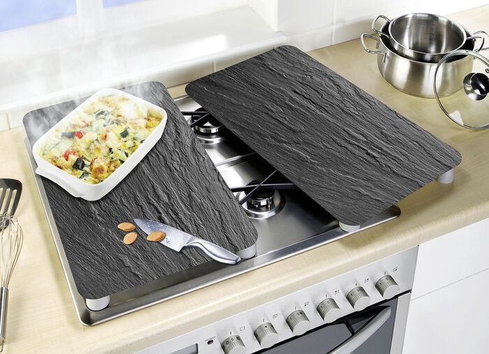 Herdabdeckplatten Schiefer, 2er-Set 
