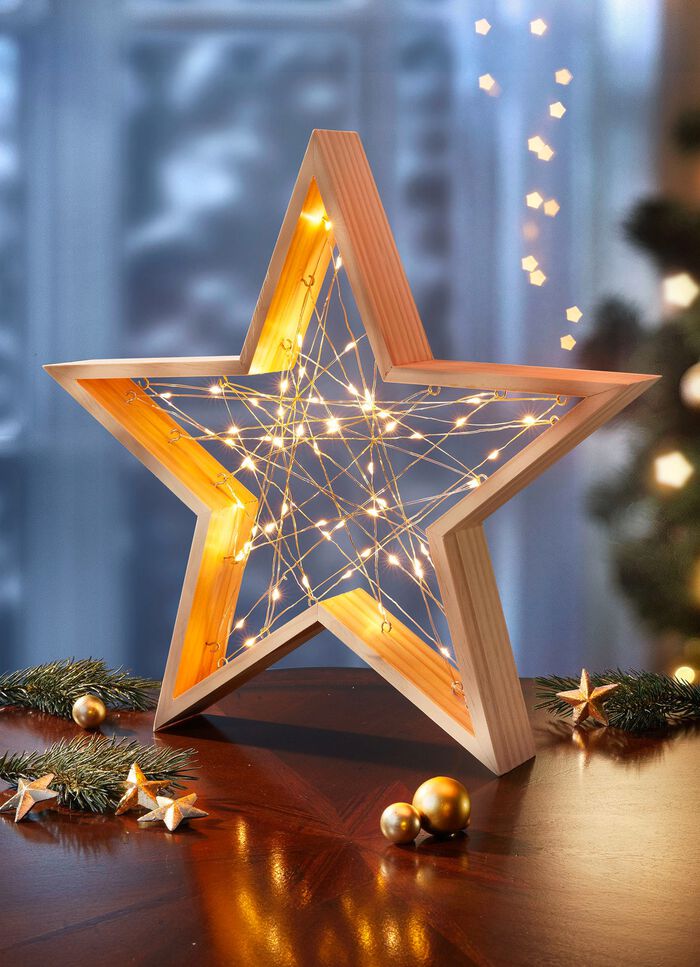 Beleuchteter Stern aus Holz 
