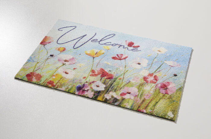 Blumenreiche Fußmatte „Willkommen“ 
