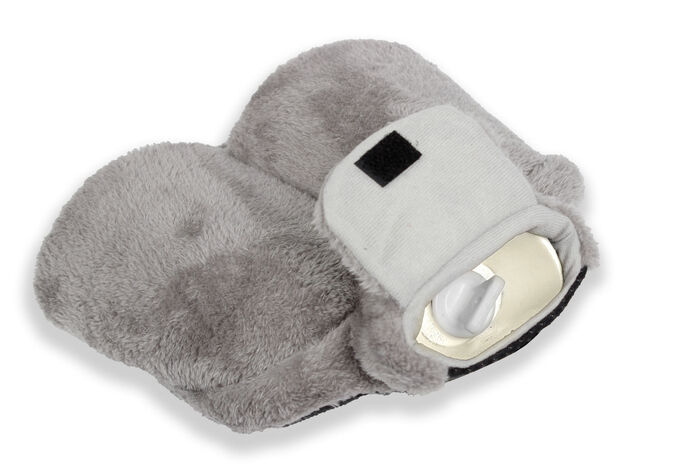 Vital Comfort Fuß-Wärmflasche mit sanftem Fleece-Bezug GRAU
