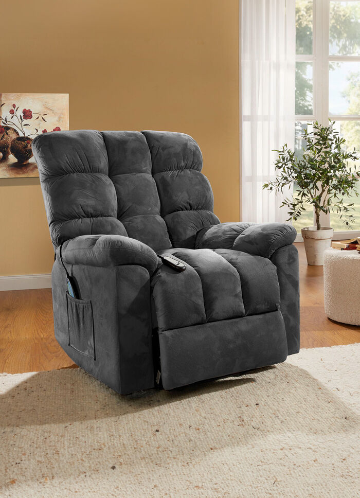 Relaxsessel mit Aufstehhilfe, Massage- und Wärmefunktion DUNKELGRAU