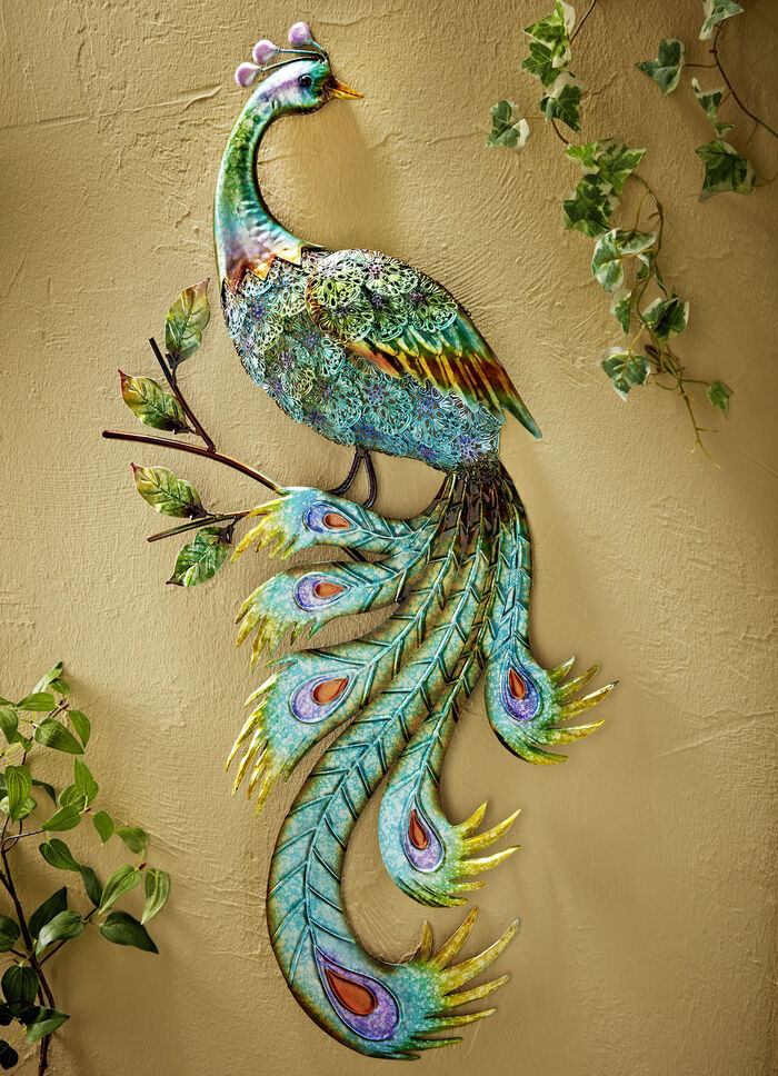 Wanddeko Pfau aus Metall 