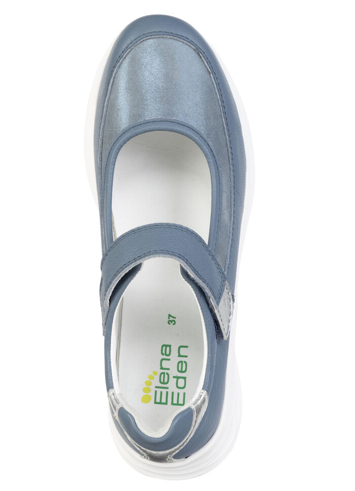 ELENA EDEN, bequeme Damen-Spangenschuhe, Weite H, mit herausnehmbarem Fu&szlig;bett JEANS