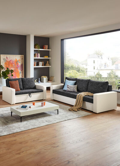 Frei im Raum aufstellbare Polsterm&ouml;bel mit Bettkasten 