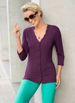 Shirtbluse mit durchgehender Knopfleiste in 2 Farben BEERE