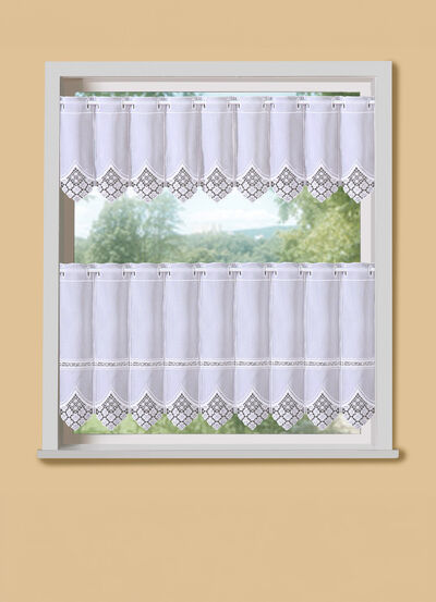 Kurzstore mit edler Macramé-Spitze und Stangendurchzug 