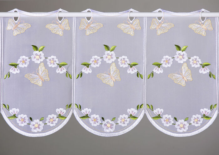 Bestickter Kurzstore mit Schmetterlings-Motiven WEISS