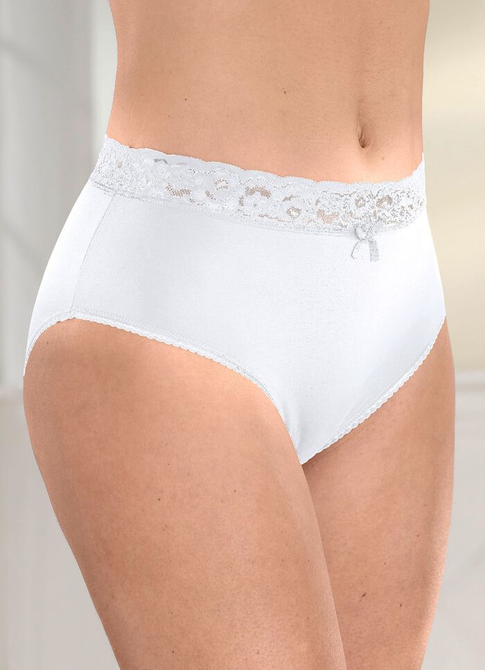 Viererpack Slips mit elastischem Spitzenbund 