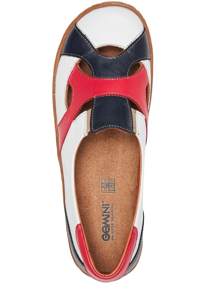 Gemini Slipper aus Rind-Nappaleder WEISS-BLAU-ROT