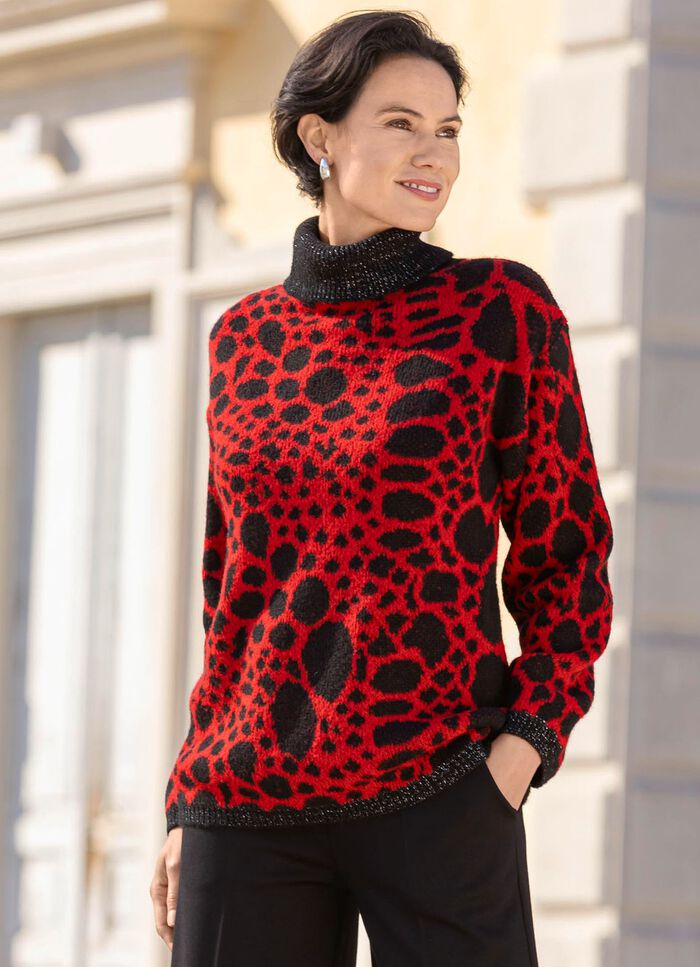 Pullover mit Glitzerakzenten ROT-SCHWARZ-SILBERFARBEN