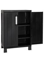 Ger&auml;teschrank Garage mit Holzlamellen-Effekt 