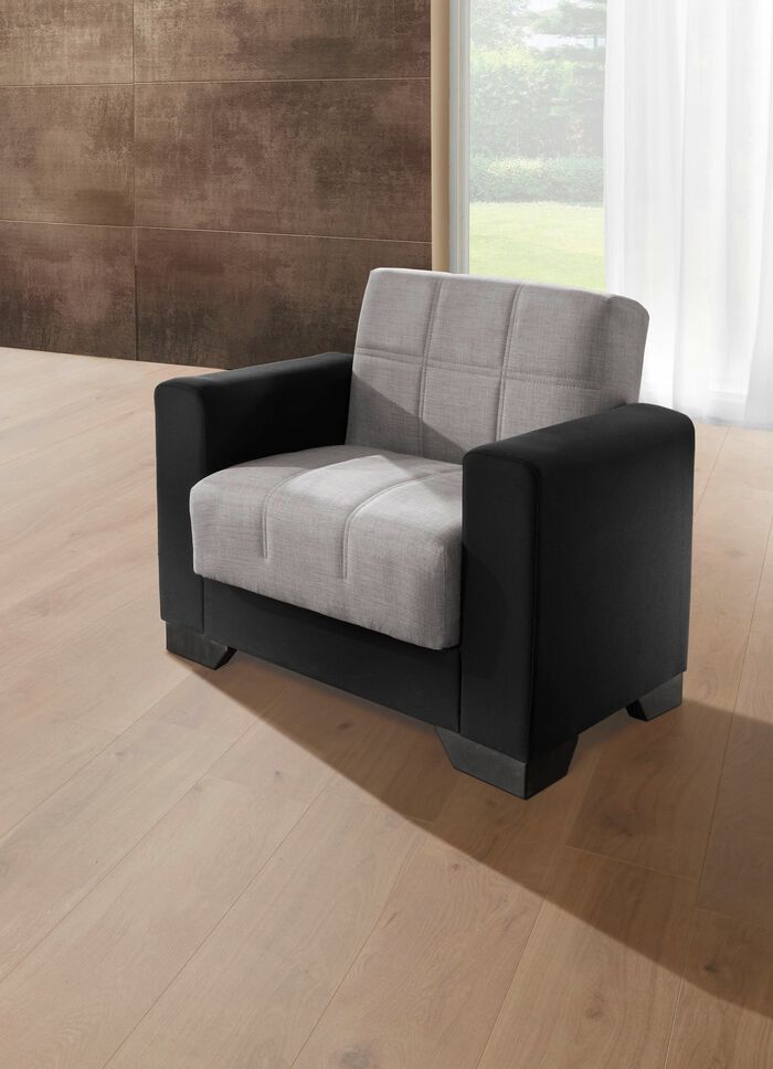 Moderne Polsterm&ouml;bel mit Bonnellfederkern SCHWARZ-SILBER