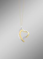 Herz-Anh&auml;nger in Bicolor mit synth. Zirkonia 