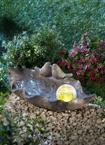 Vogeltränke mit Solarkugel GRAU