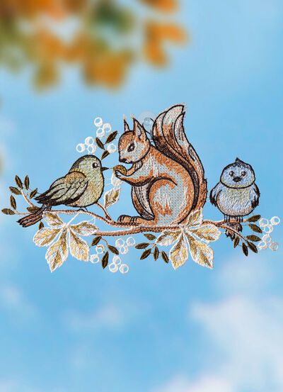 Fensterbild mit echter Plauener Spitze 