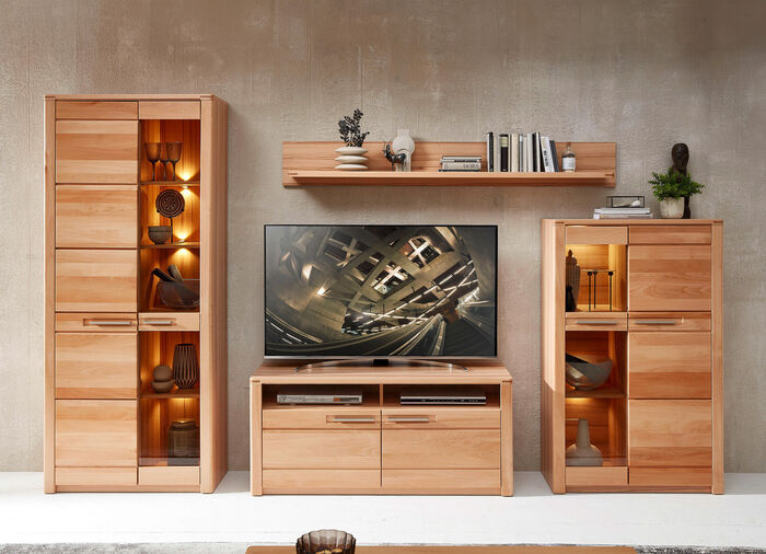 Wohnwand mit LED-Beleuchtung und Softclose 