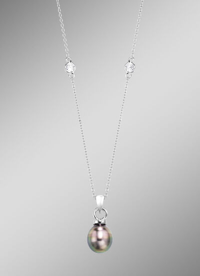 Anh&auml;nger mit Tahiti-Zuchtperle und synth. Zirkonia 