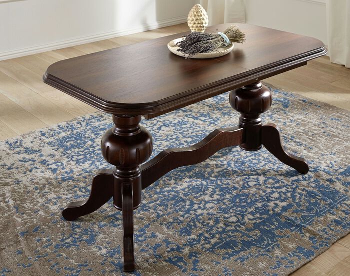 Couchtisch mit Massivholzgestell NUSSBAUM