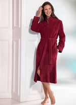 Wadenlanger Bademantel mit Rei&szlig;verschluss ROT