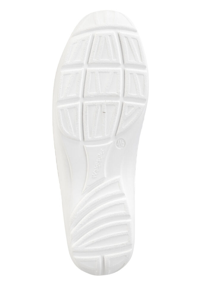 Waldläufer, bequeme Damen-Slipper, Weite H, mit herausnehmbarem Fußbett WEISS-BUNT