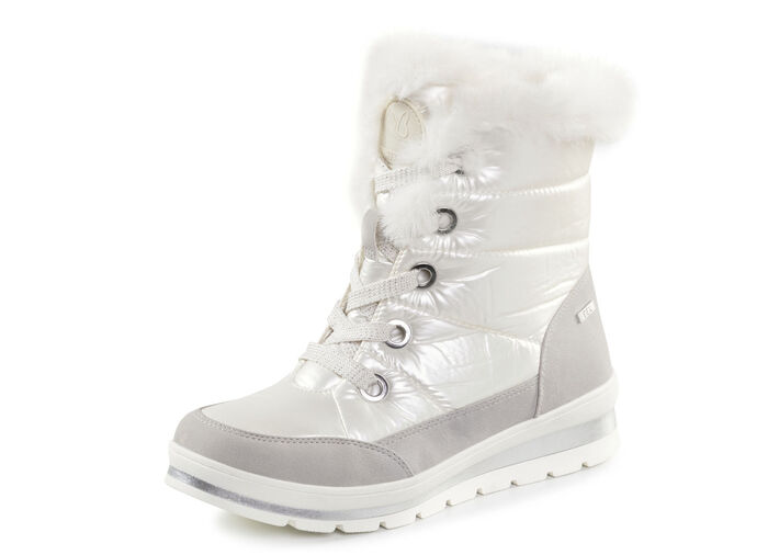 ELENA EDEN, gefütterte Damen-Boots, Winterschuhe, Weite G, mit herausnehmbarem Fußbett PERLWEISS-GRAU