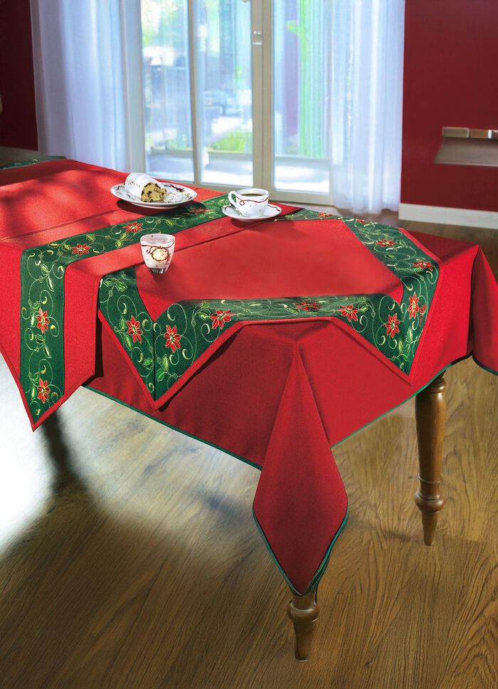 Traditionelle Tisch- und Raumdekoration mit Ilexzweig-Motiven ROT-GR&Uuml;N-GOLD