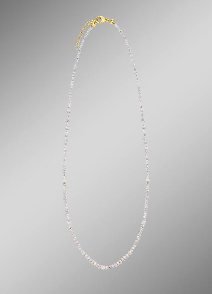 Au&szlig;ergew&ouml;hnliche Halskette mit Roh-Diamanten in Hellgrau 