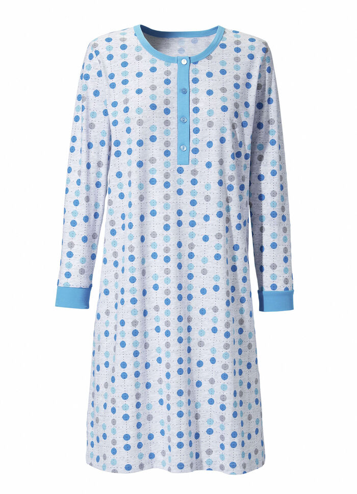 Zweierpack Nachthemden, Langarm mit Knopfleiste und Bündchen MARINE/TÜRKIS