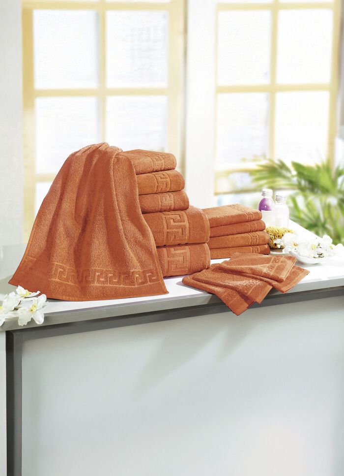 Frottierserie mit M&auml;ander-Jacquard-Struktur 