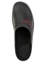 Klassische Herren-Pantoletten, mit anatomisch geformtem Fu&szlig;bett SCHWARZ-BURGUND