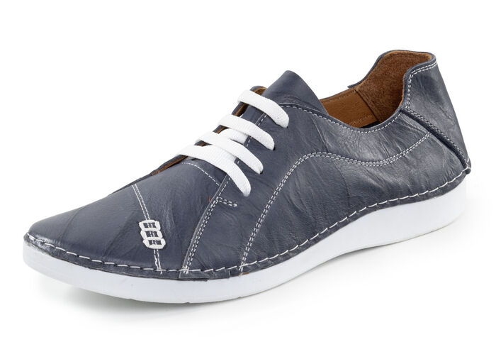 ELENA EDEN Schn&uuml;rschuh mit Knitter-Struktur und Zier-N&auml;hten MARINE