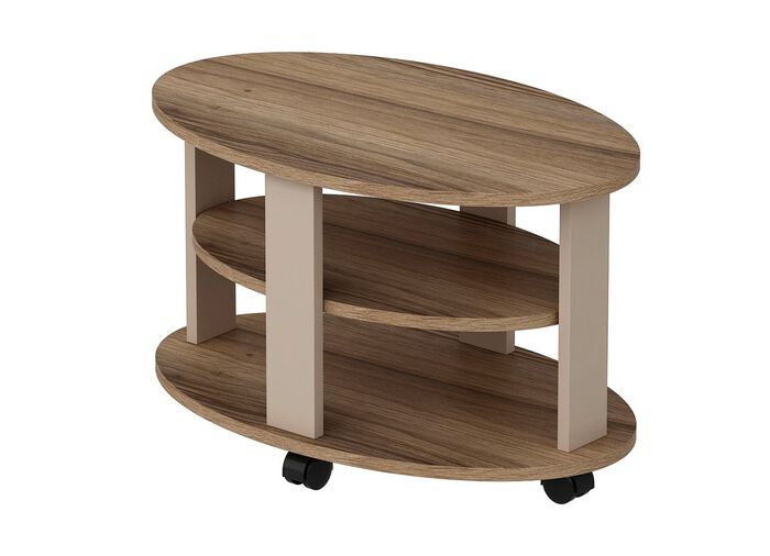 Couchtisch auf Rollen NUSSBAUM-CAPPUCCINO