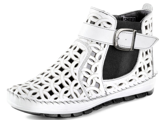 Gemini, sommerliche Damen-Boots, Weite G, mit herausnehmbarem Fußbett WEISS-SCHWARZ