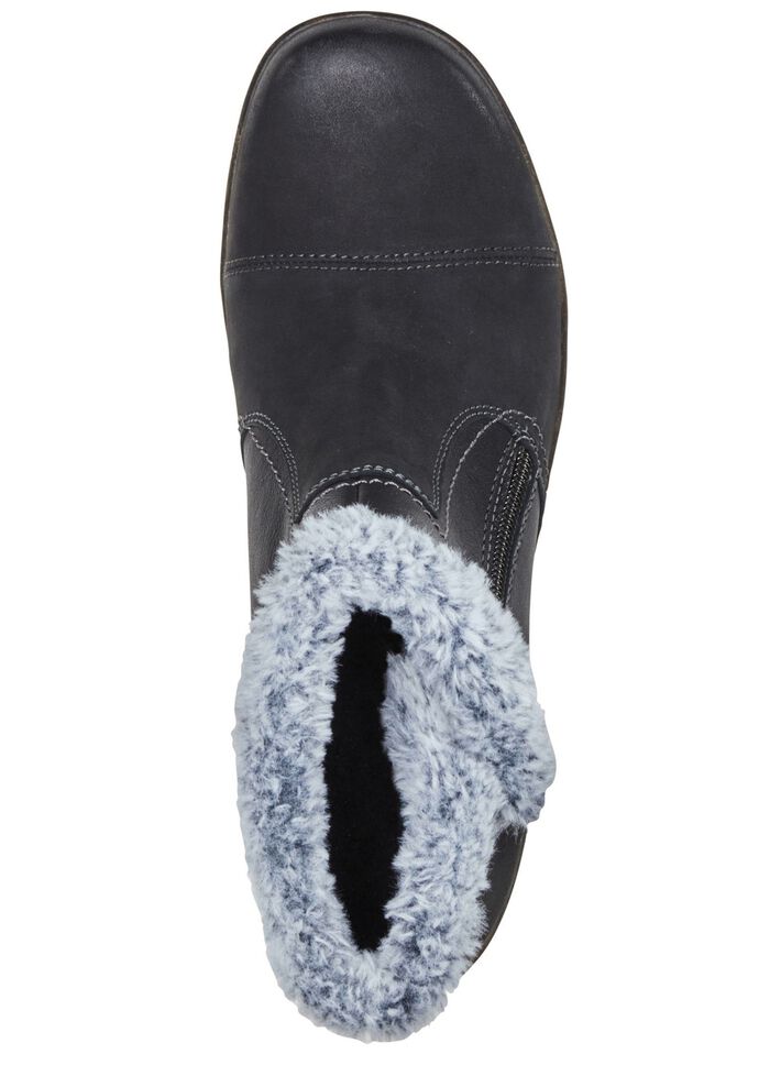 ELENA EDEN Bootie mit grauem Pl&uuml;schkragen SCHWARZ-GRAU