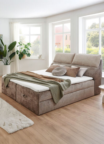 Boxspringbett mit Bettkasten und Kaltschaumtopper 